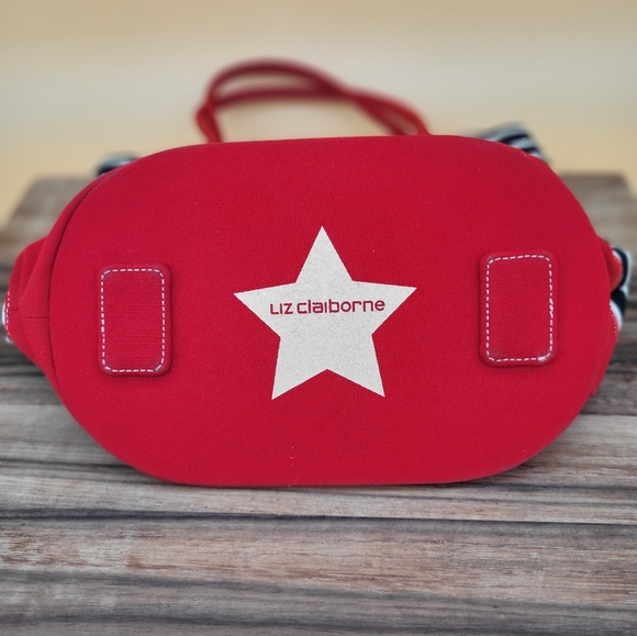 Liz Claiborne Nautical Themed Red & Black Striped Tote Bag, 13.5×11.5×6.5, EUC - Picture 3 of 8